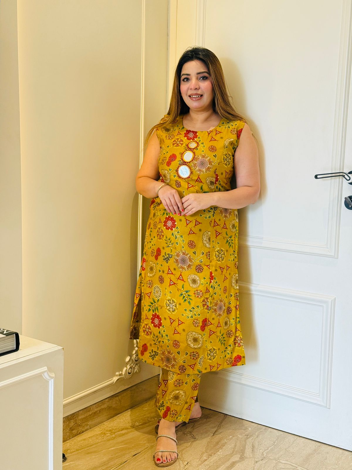 Aira Cotton Printed A-Line- Pink, Red, Navy, Purple, Blue, Yellow